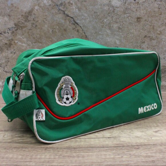 Vintage Seleccion Mexicana Soccer Travel Small Green Duffel Bag Nylon Mexico Y2k - Picture 1 of 13